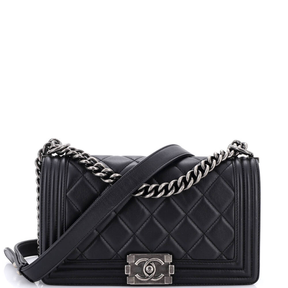 Chanel Old Medium Boy Flap Bag Quilted Lambskin